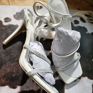 Elegant White Strappy Wrap Heels